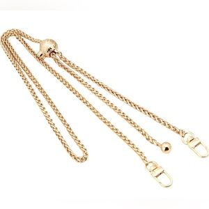 Adjustable Wallet-on-Chain/Crossbody bag braided-style chain in light gold 48”